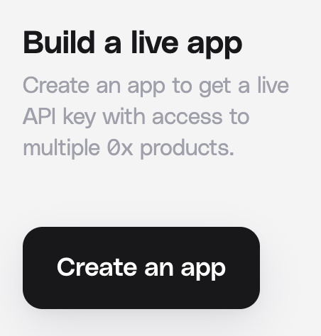 0x Dashboard Create App
