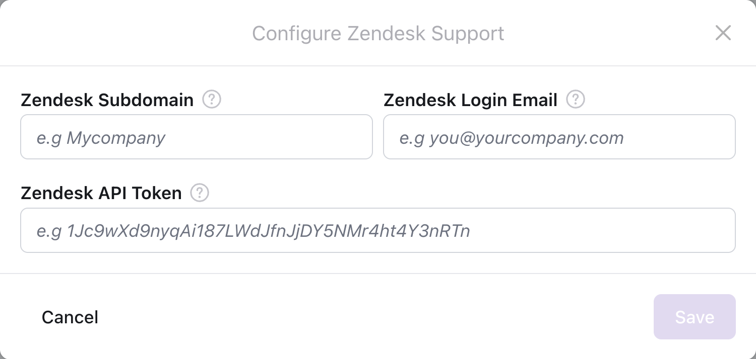 Configure Zendesk Support