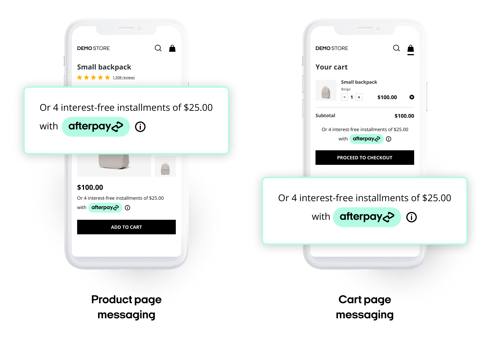 Afterpay messaging widget