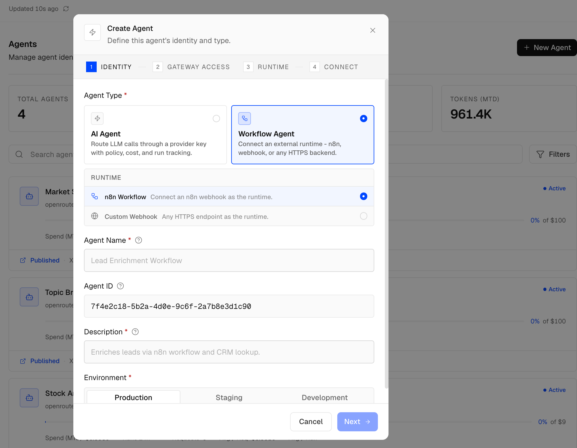 Create a Workflow Agent for an n8n runtime in Alephant