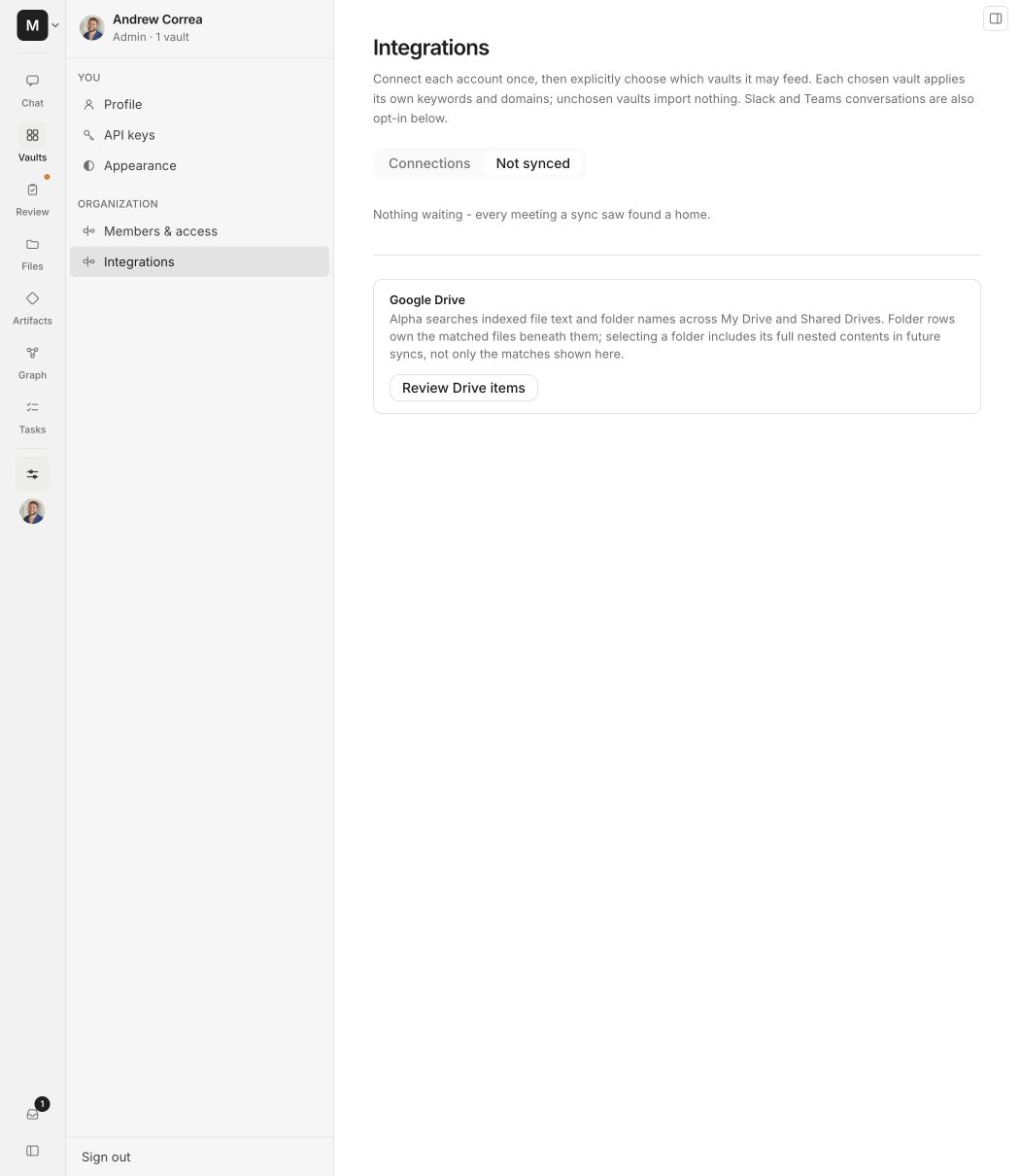 Not synced sources awaiting a destination or exact selection