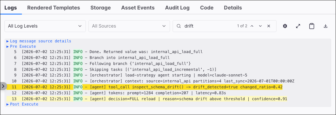 Screenshot of the Logs tab for an individual task instance.