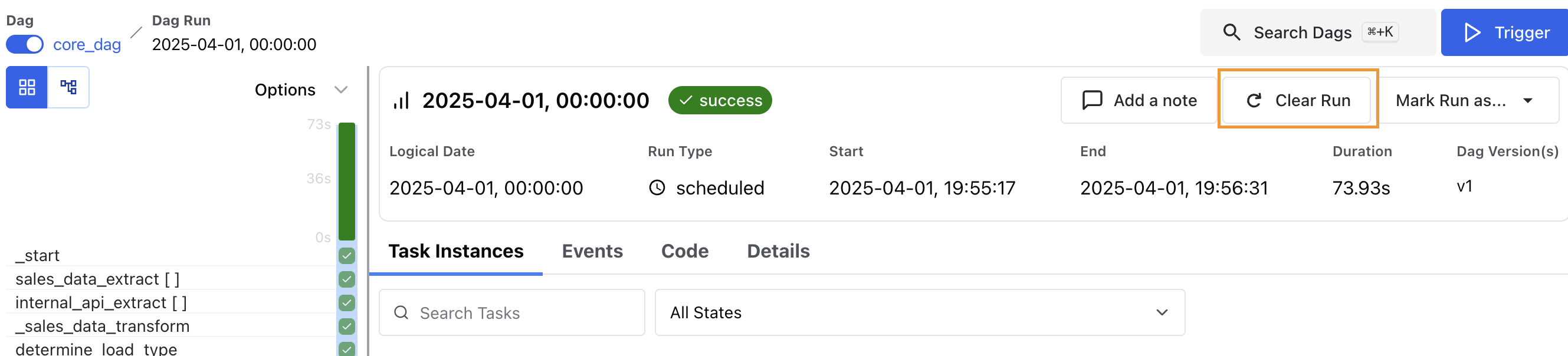 Clear DAG Status