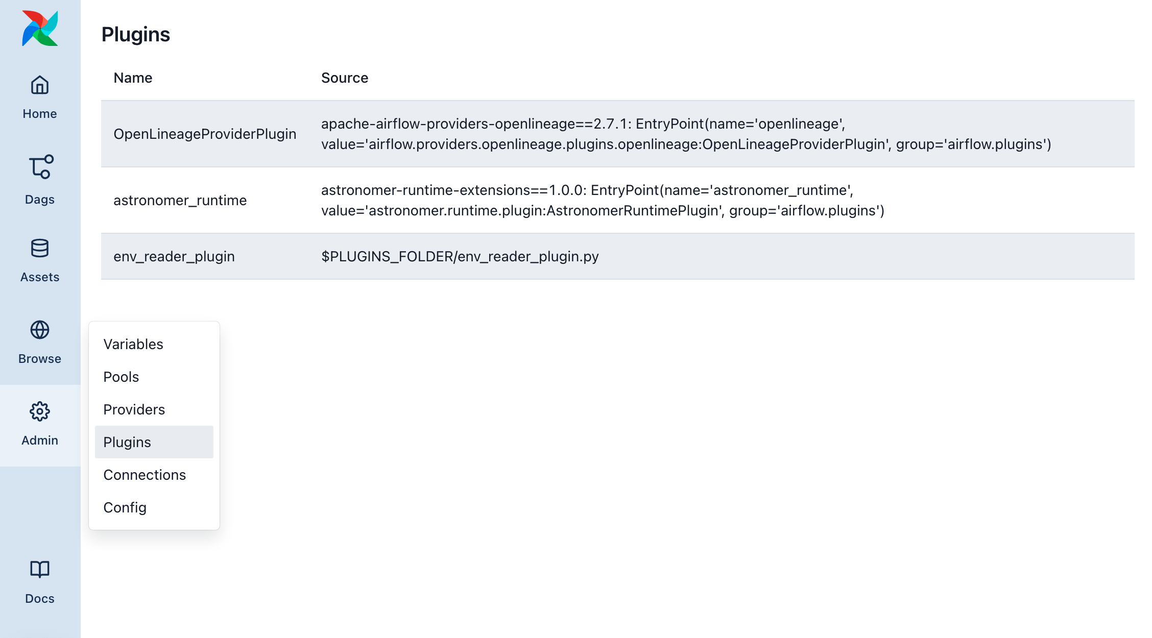 Plugins view