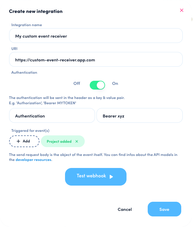 Webhook Config