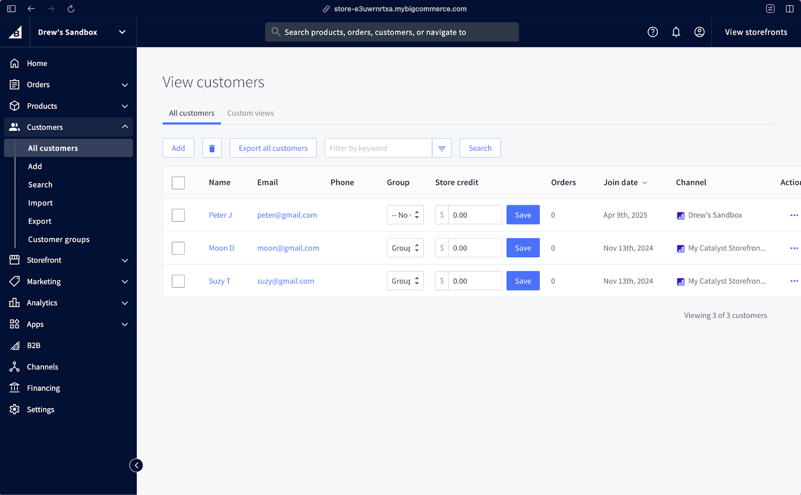 Customers dashboard