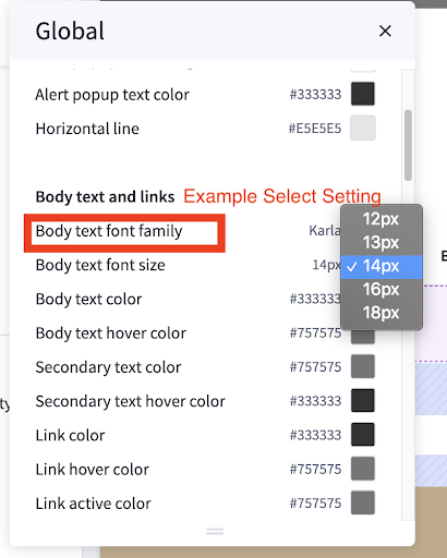 Theme styles select