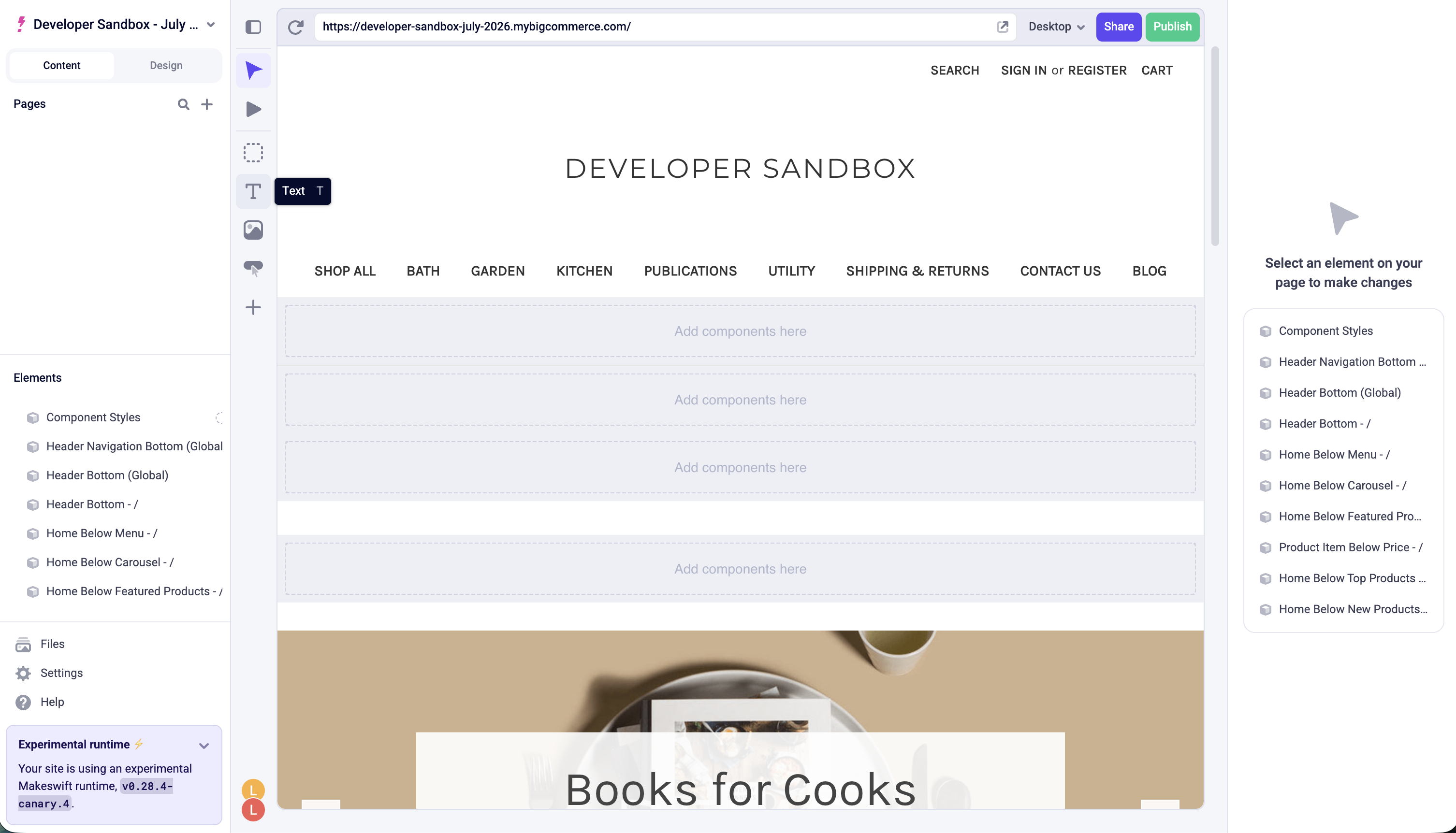 The Makeswift editing interface