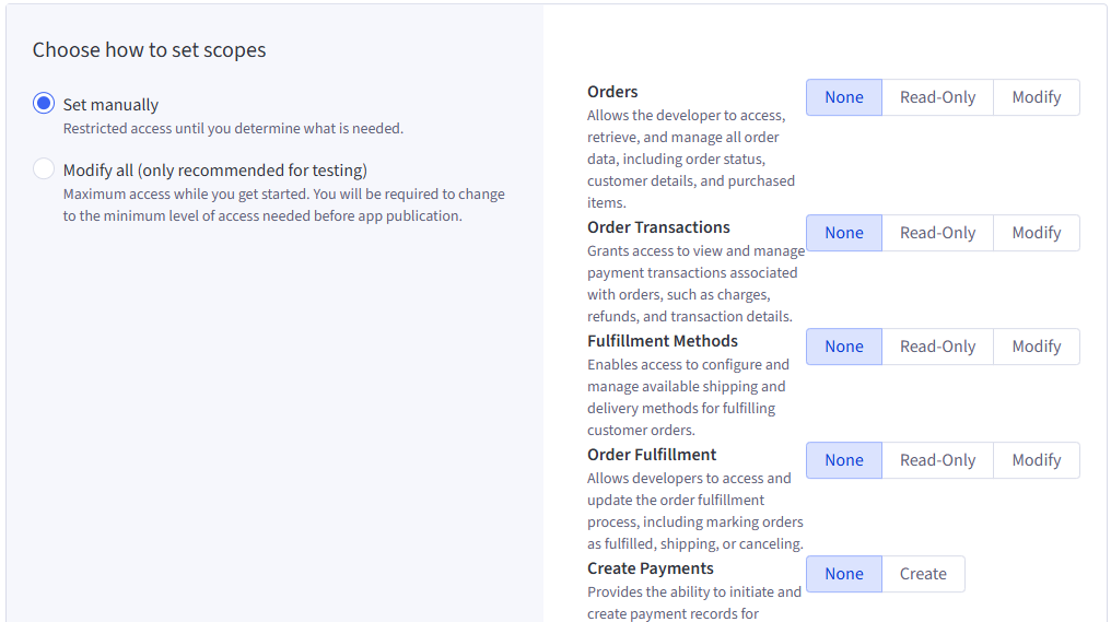 Assign OAuth scopes