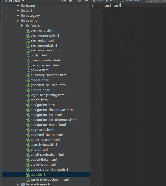 Test component contents