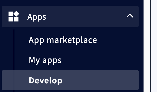 Develop apps in store control panel