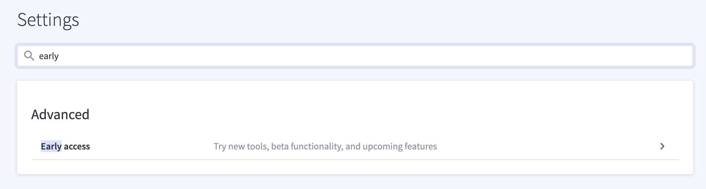 Settings — Early access page in the BigCommerce control panel