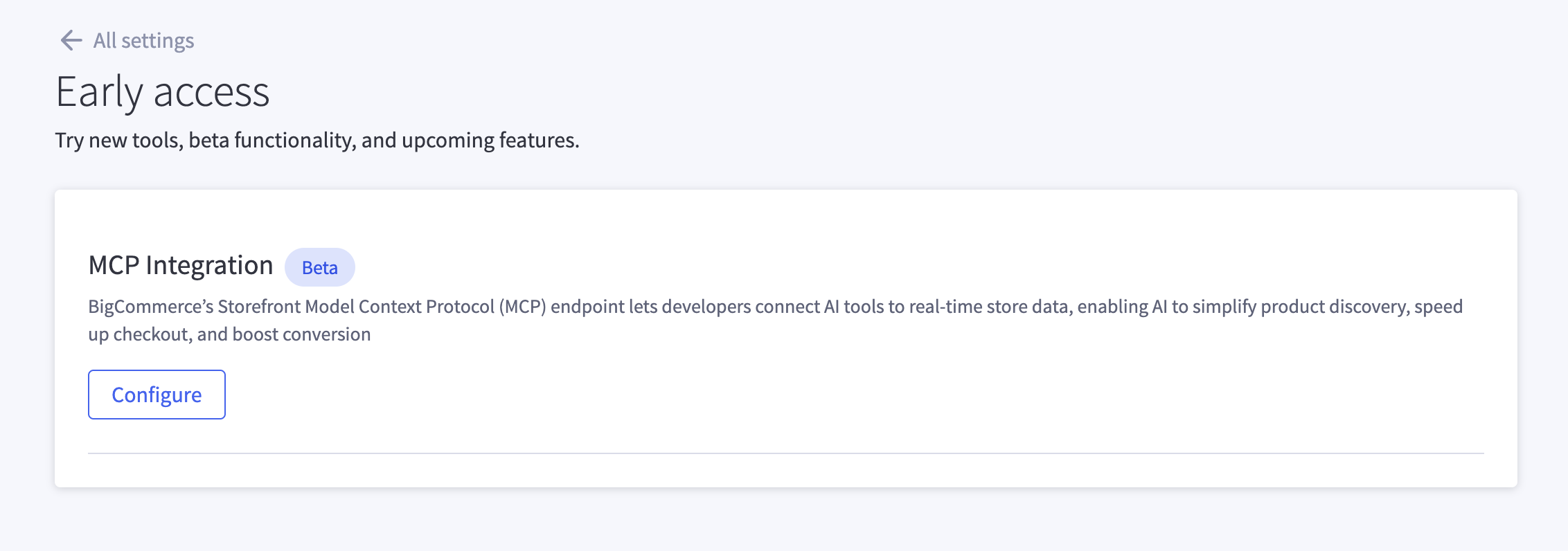 Enable MCP Integration on the Early access page