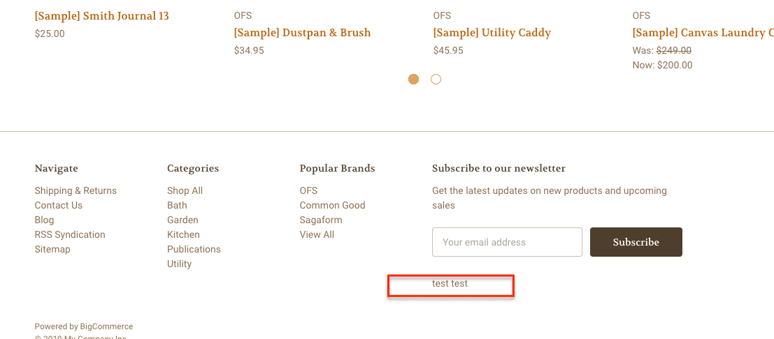 Test component on storefront