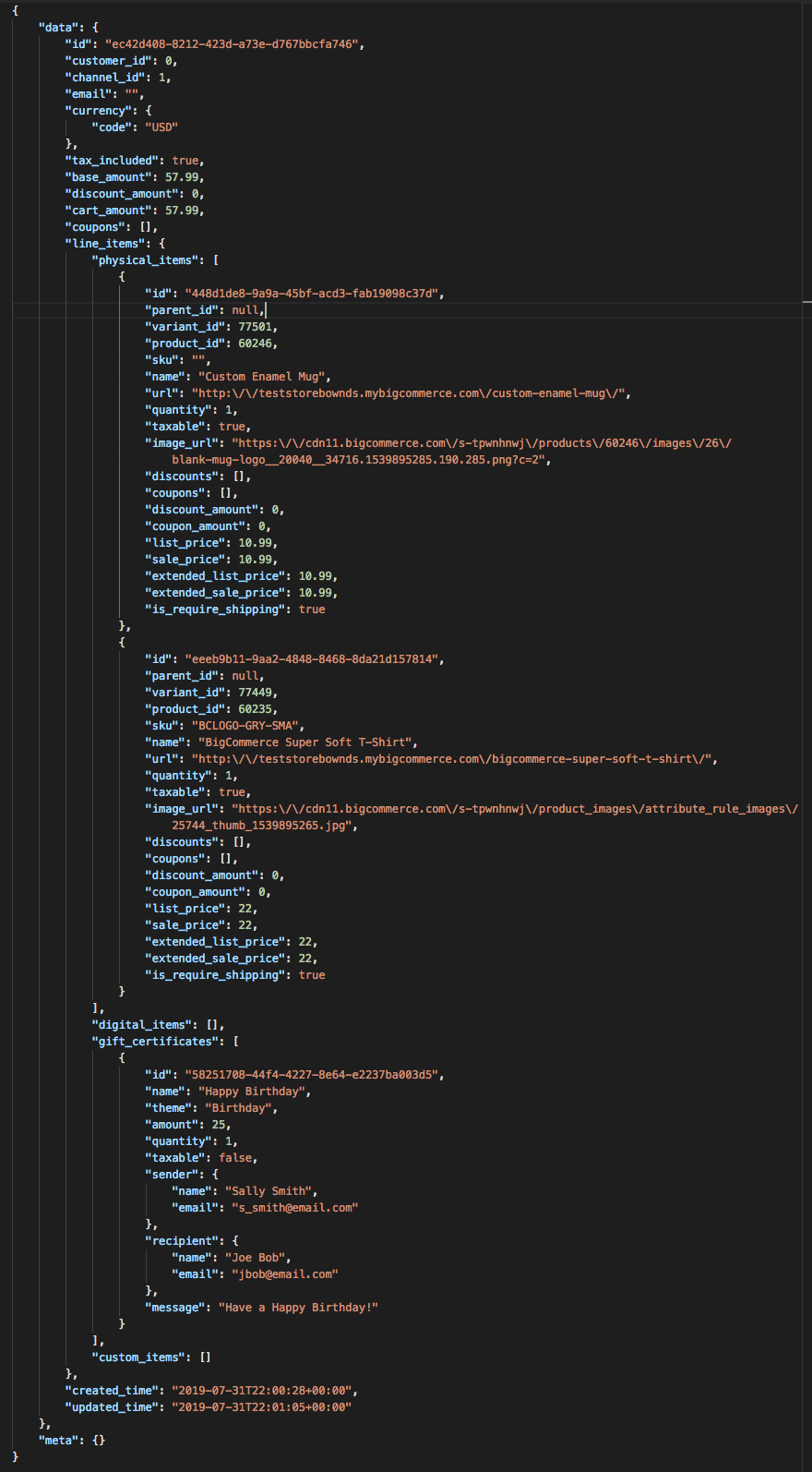Example response