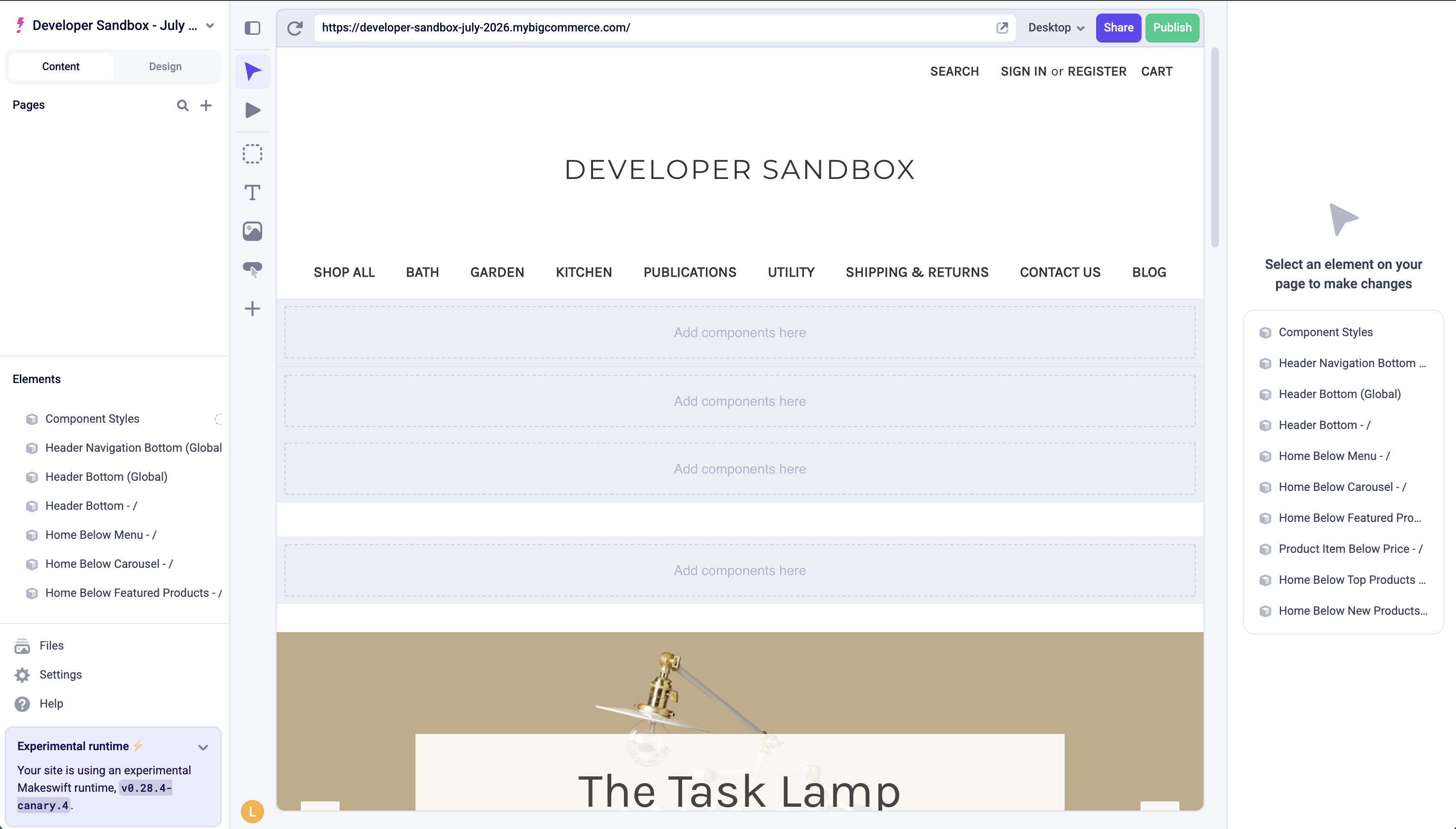 Makeswift editing interface