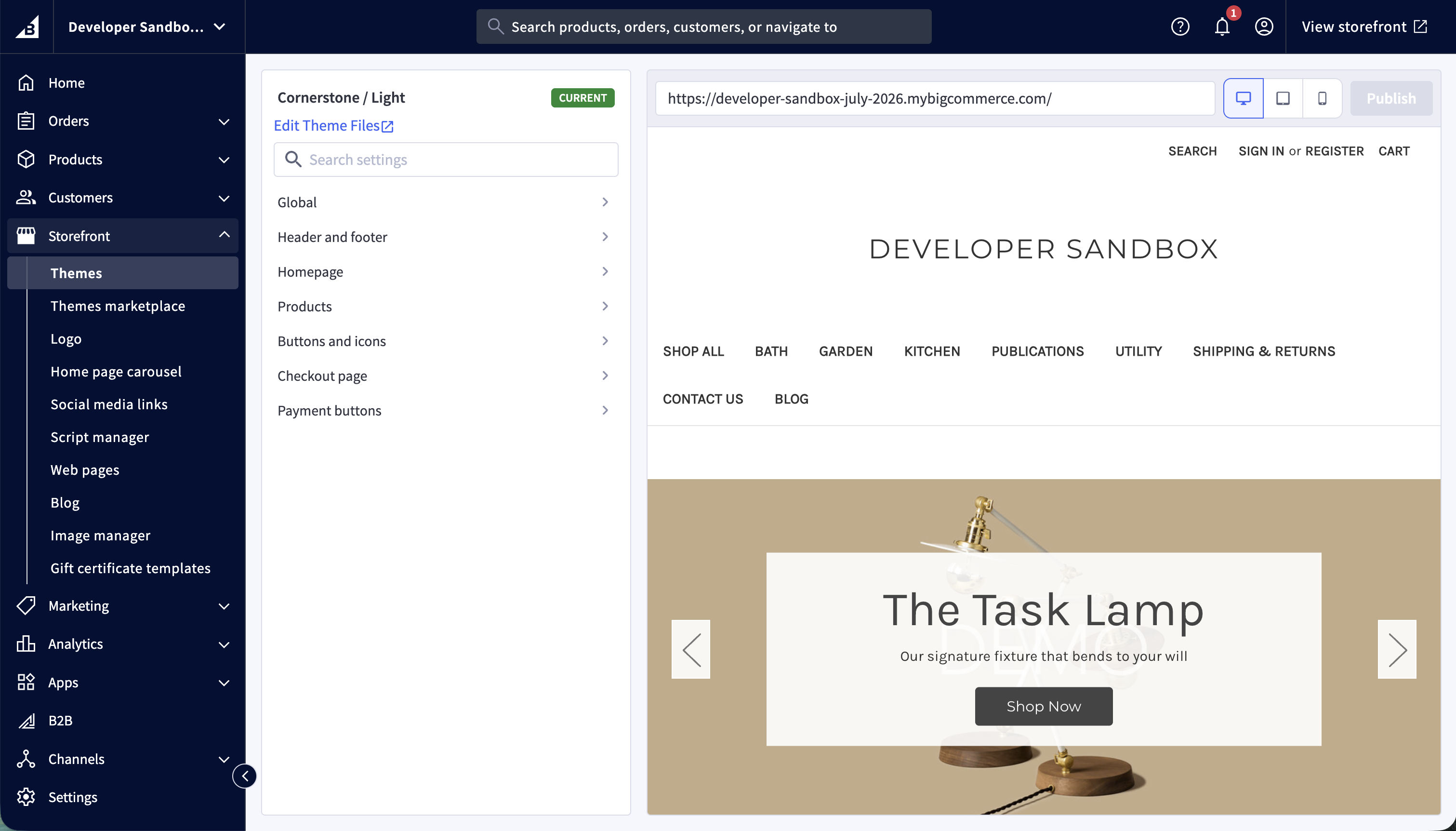 Theme Styles panel in Page Builder