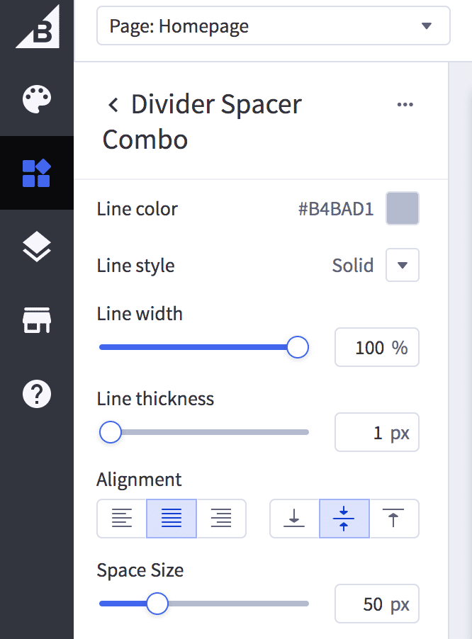 Page Builder widget settings