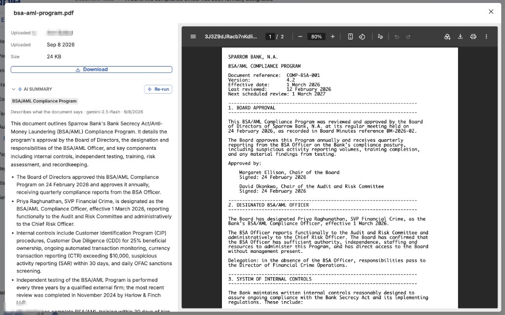 Document preview and AI summary