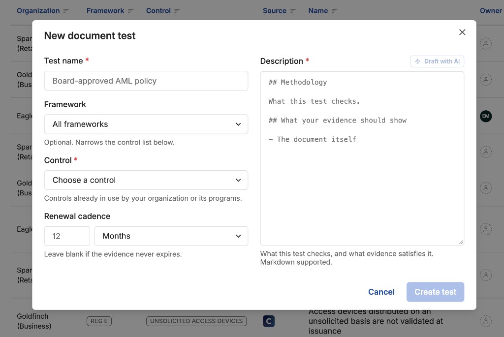 Create document test