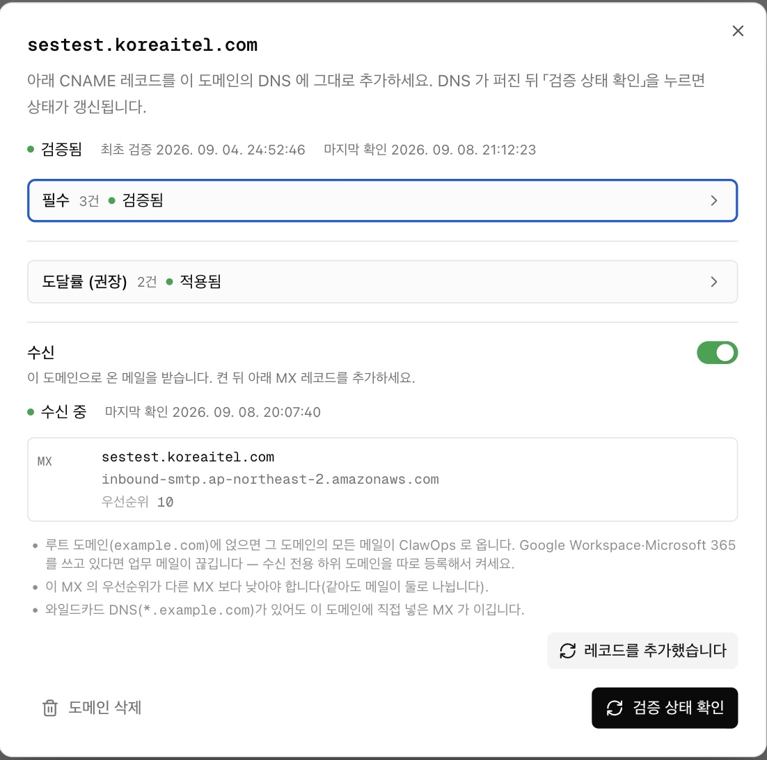 검증된 도메인 — 확인이 끝난 절은 접혀서 「지금 문제가 없다」만 보입니다