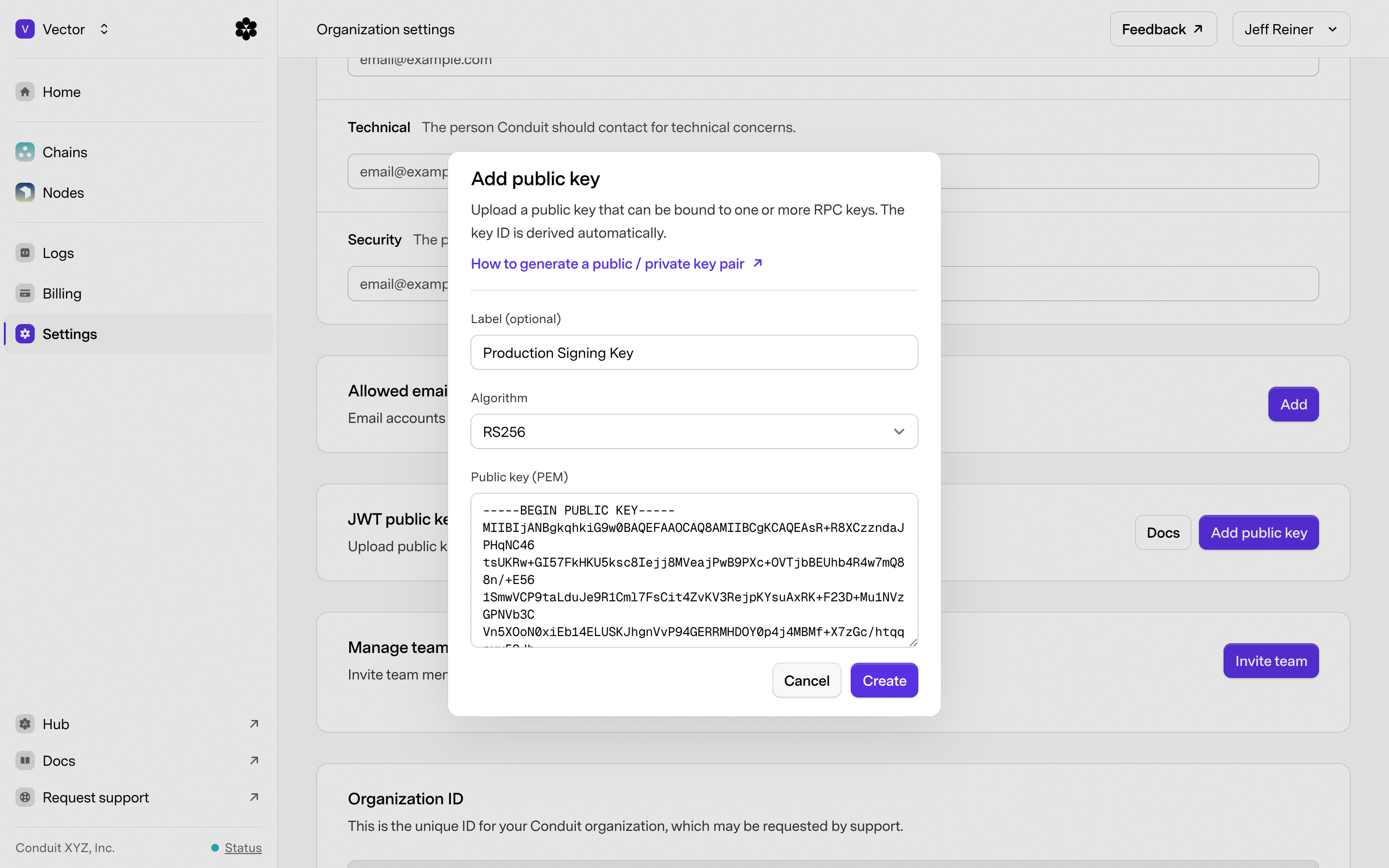 Adding public key
