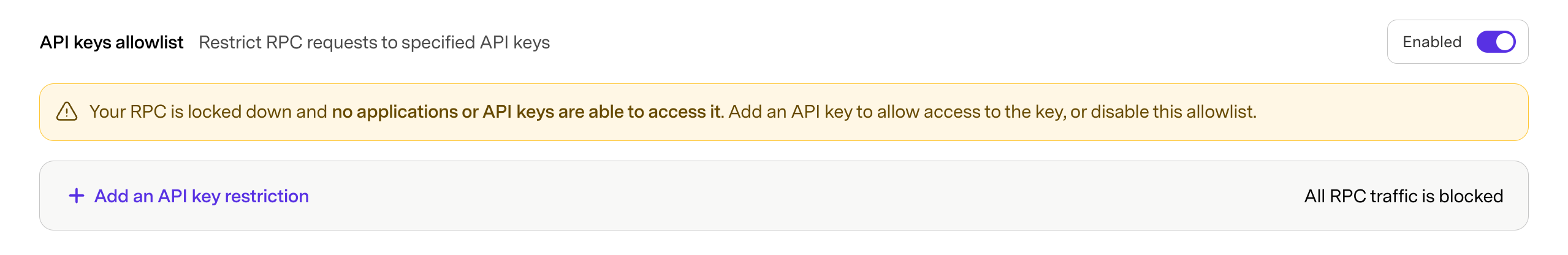 empty API keys allowlist