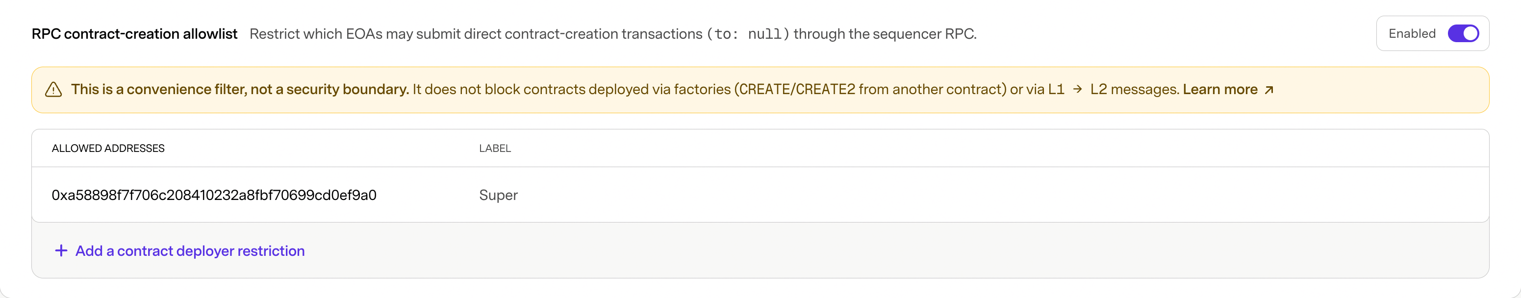 RPC contract-creation allowlist