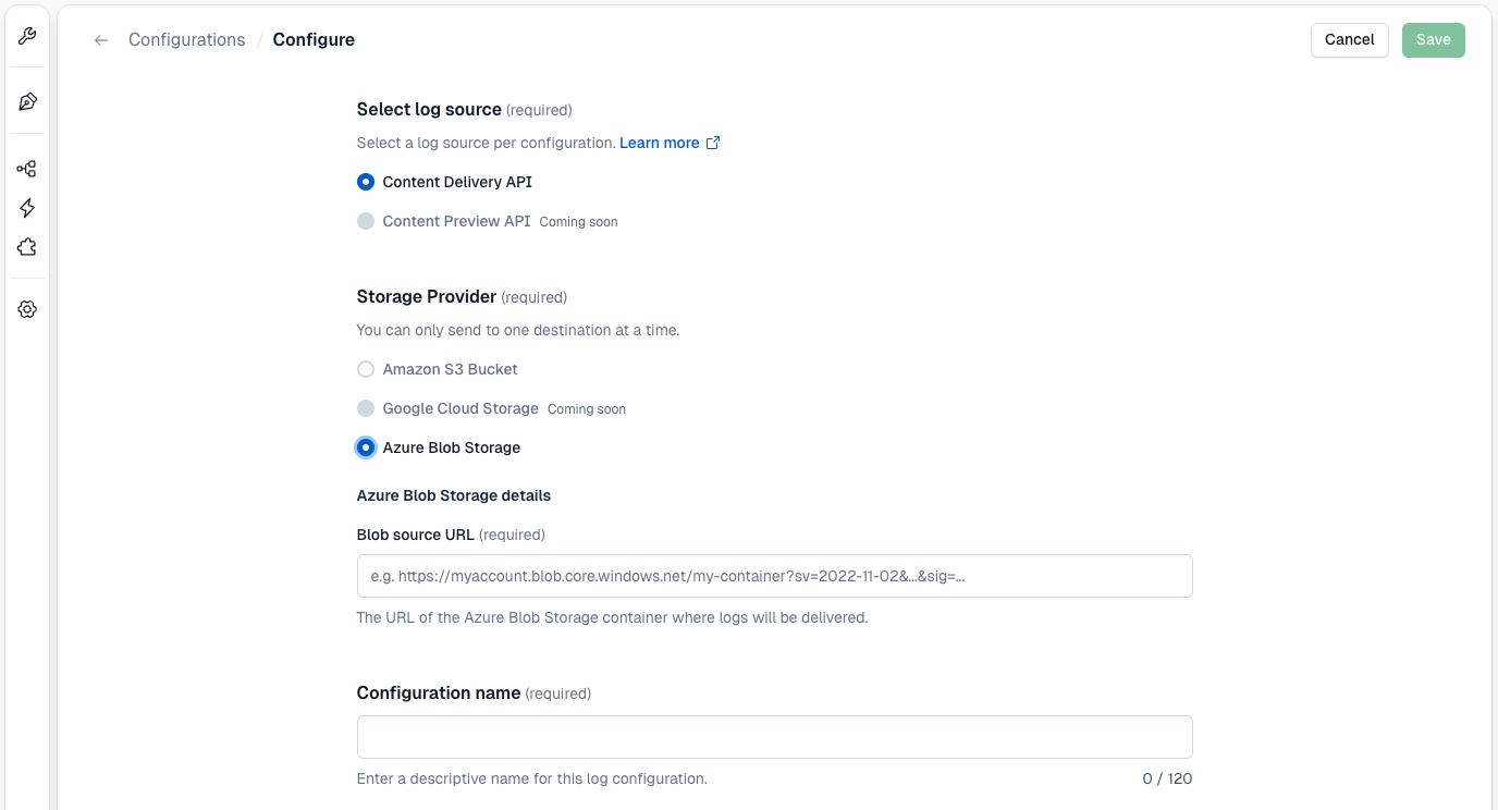 Enterprise Observability Azure Blob credentials