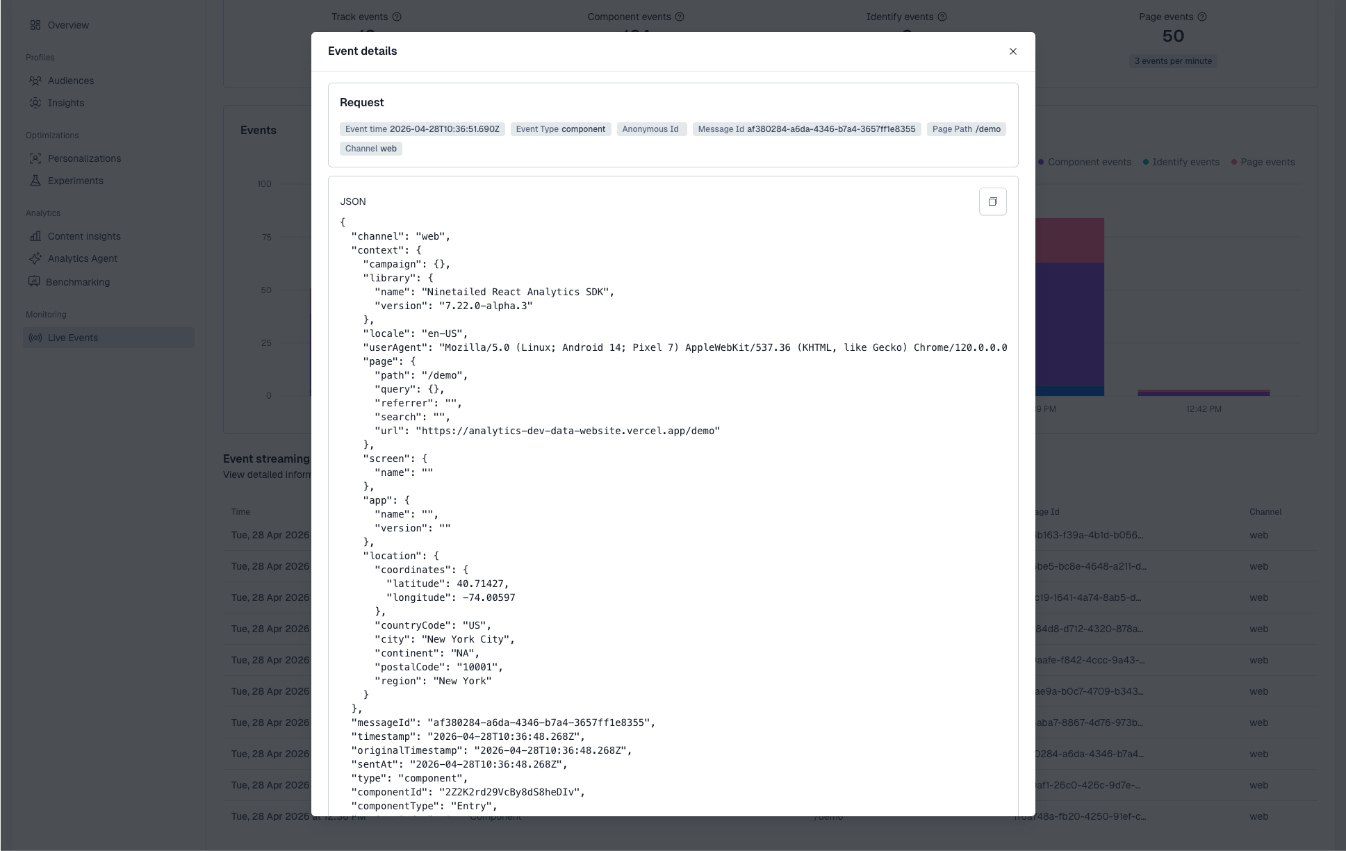 Live Events JSON file