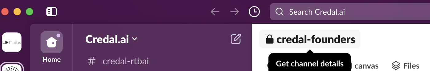 Clicking the private channel name in Slack to open its settings
