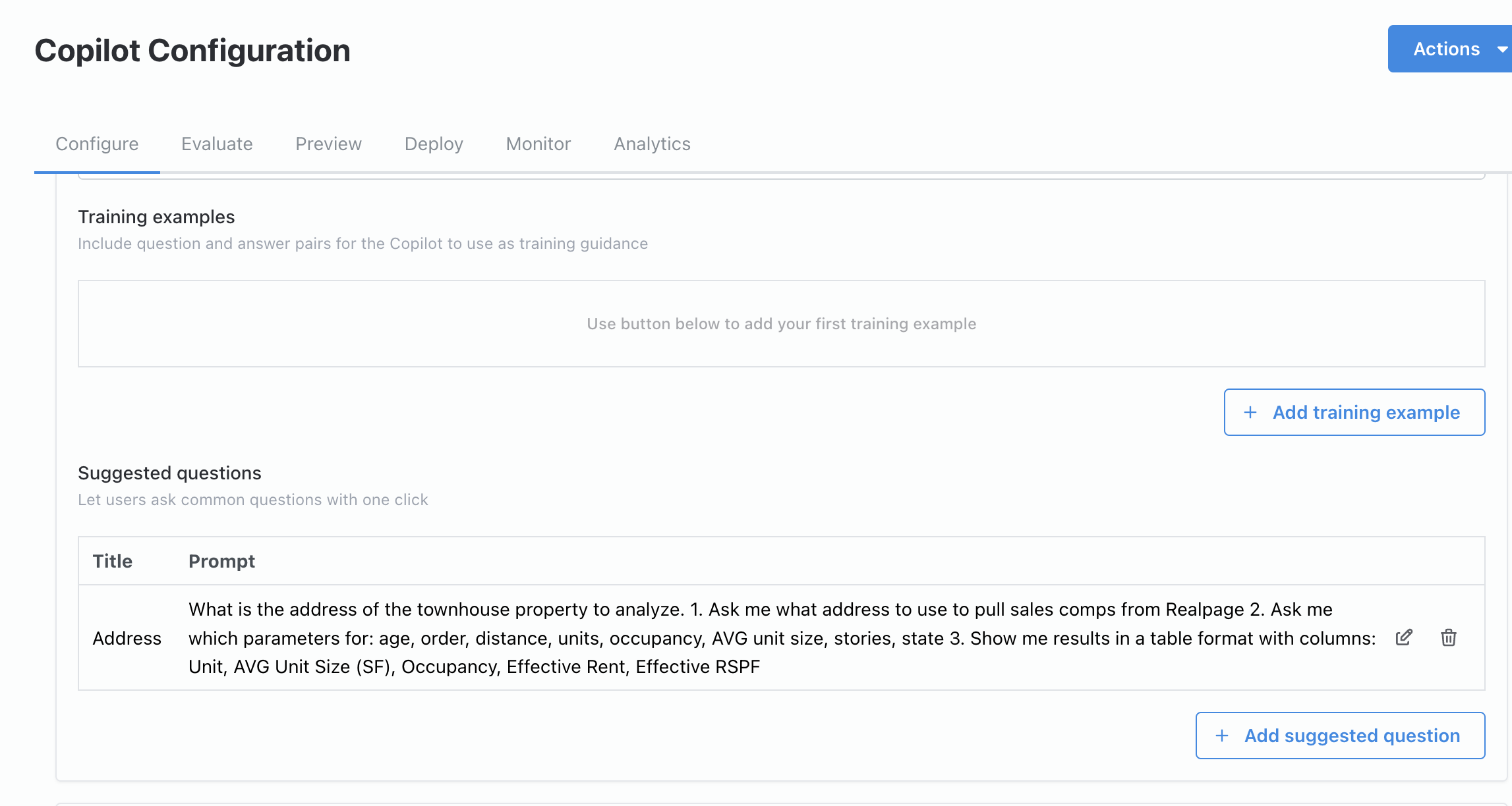 Suggested Questions feature in the Agent configuration tab