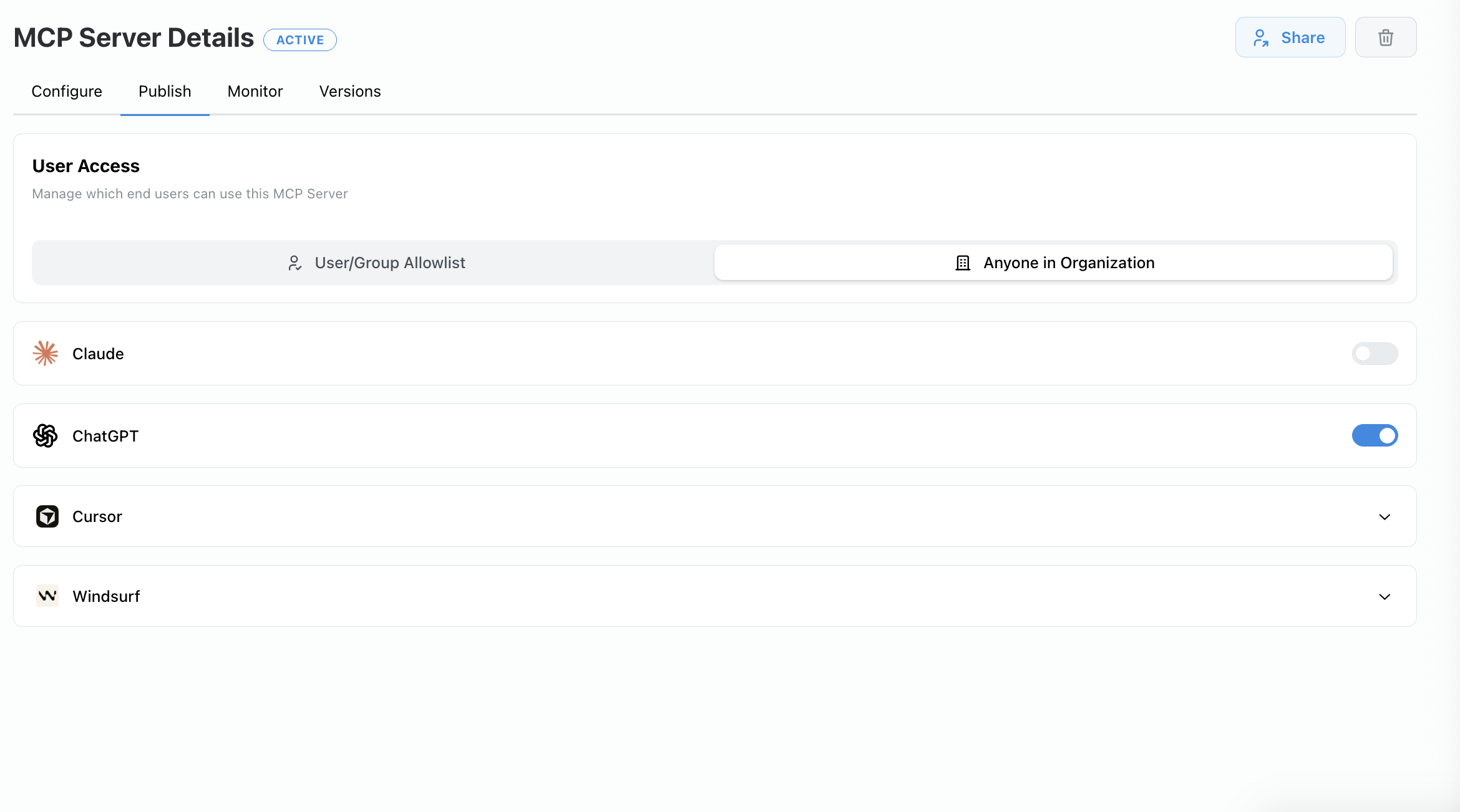 Publishing an MCP server to all users in ChatGPT across the organization