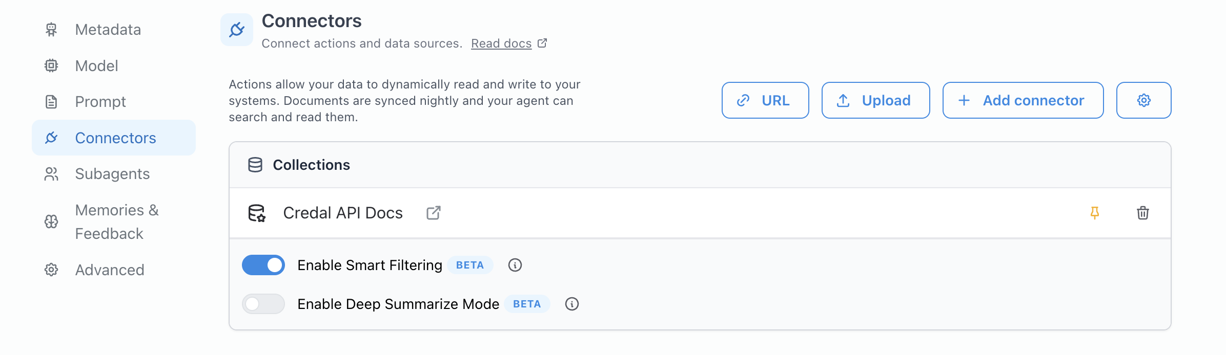 Options for attaching data by selecting a synced source, syncing a URL, or uploading files