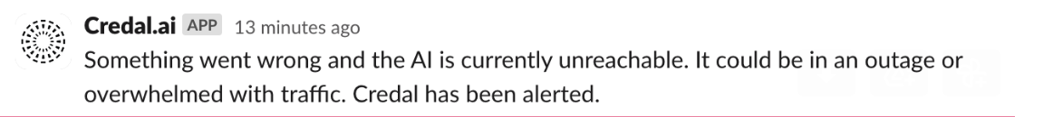 Error message stating the AI is currently unreachable