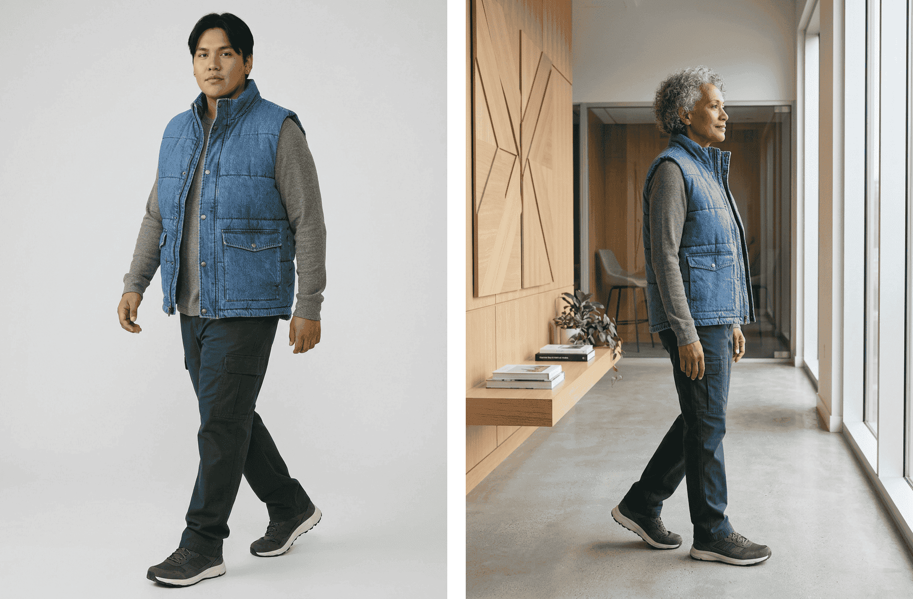 Before and after adult apparel image variation