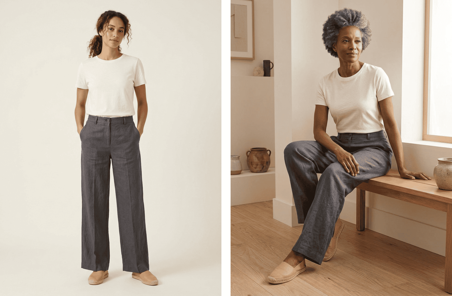 Before and after adult apparel image variation