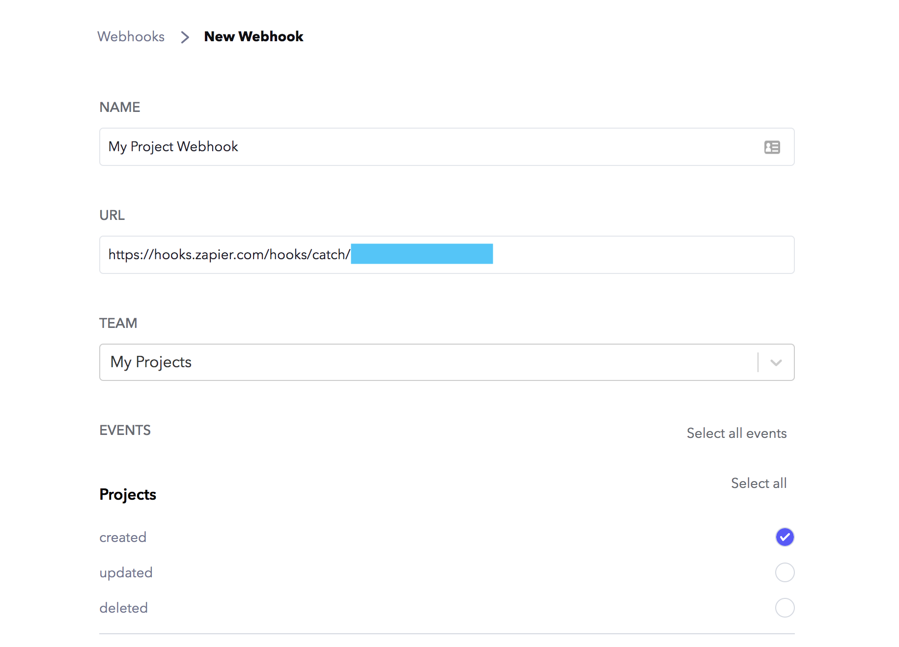 New webhook