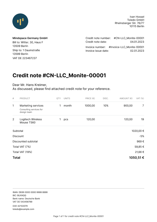 A credit note