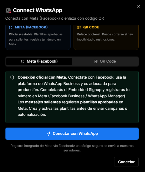 Campos de configuración de la API de Meta de WhatsApp