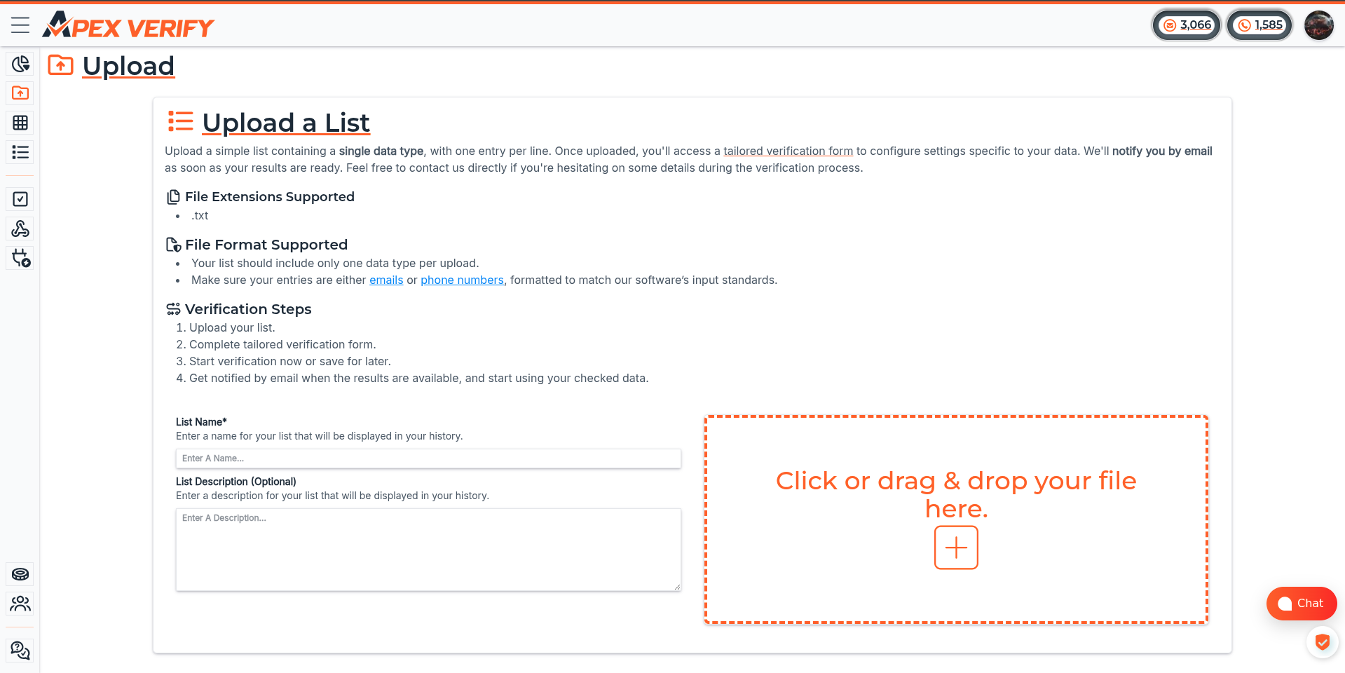 Upload your contact list