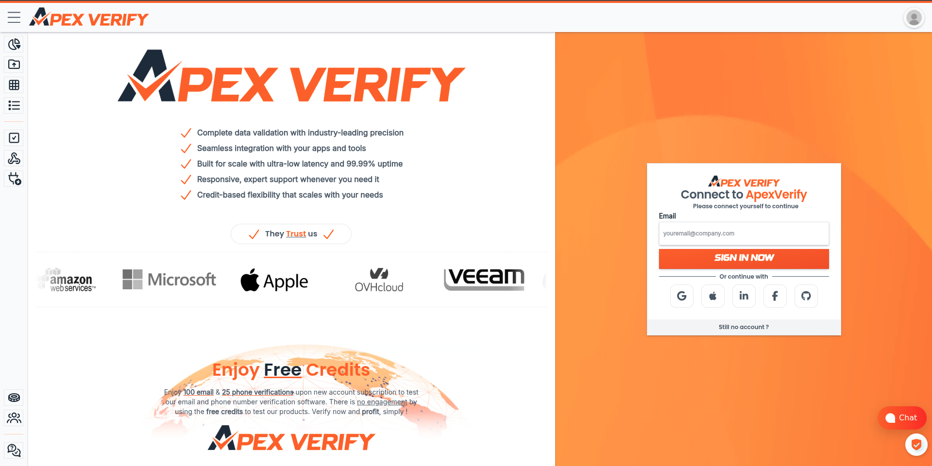 Log in to the ApexVerify dashboard