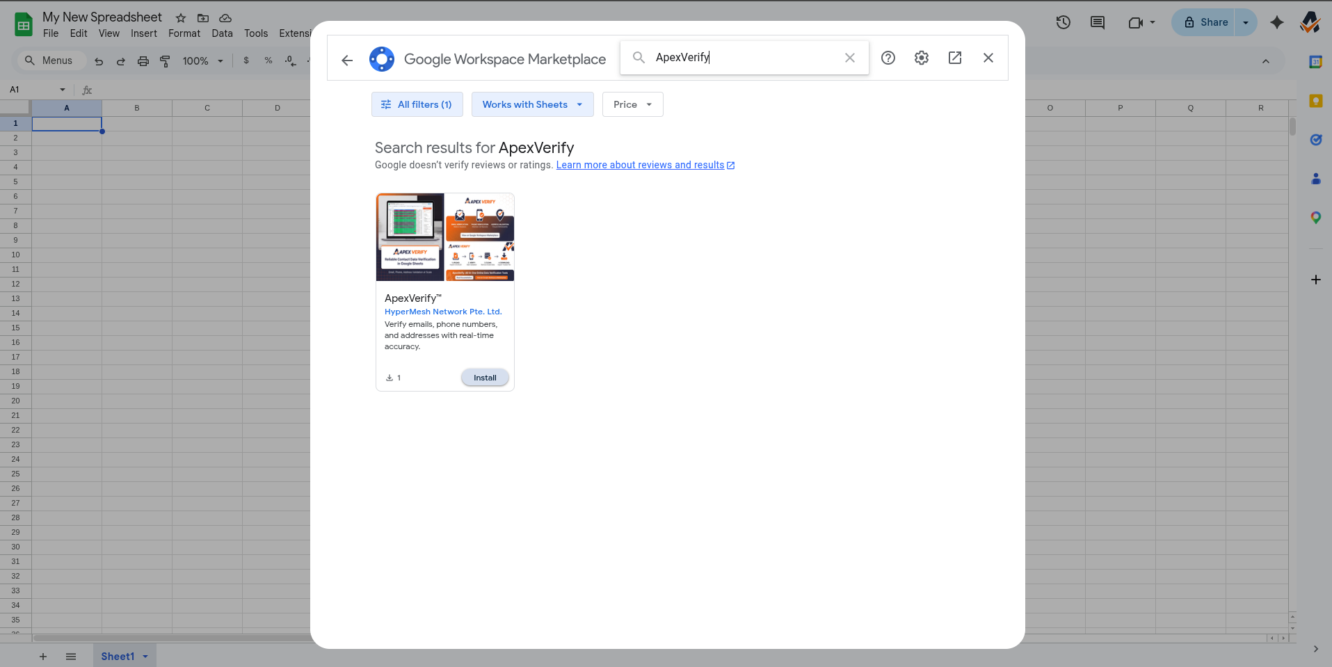Install the ApexVerify add-on from the Google Workspace Marketplace