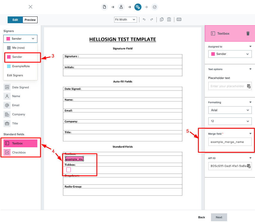 Screenshot of non-embedded templates with Merge Fields