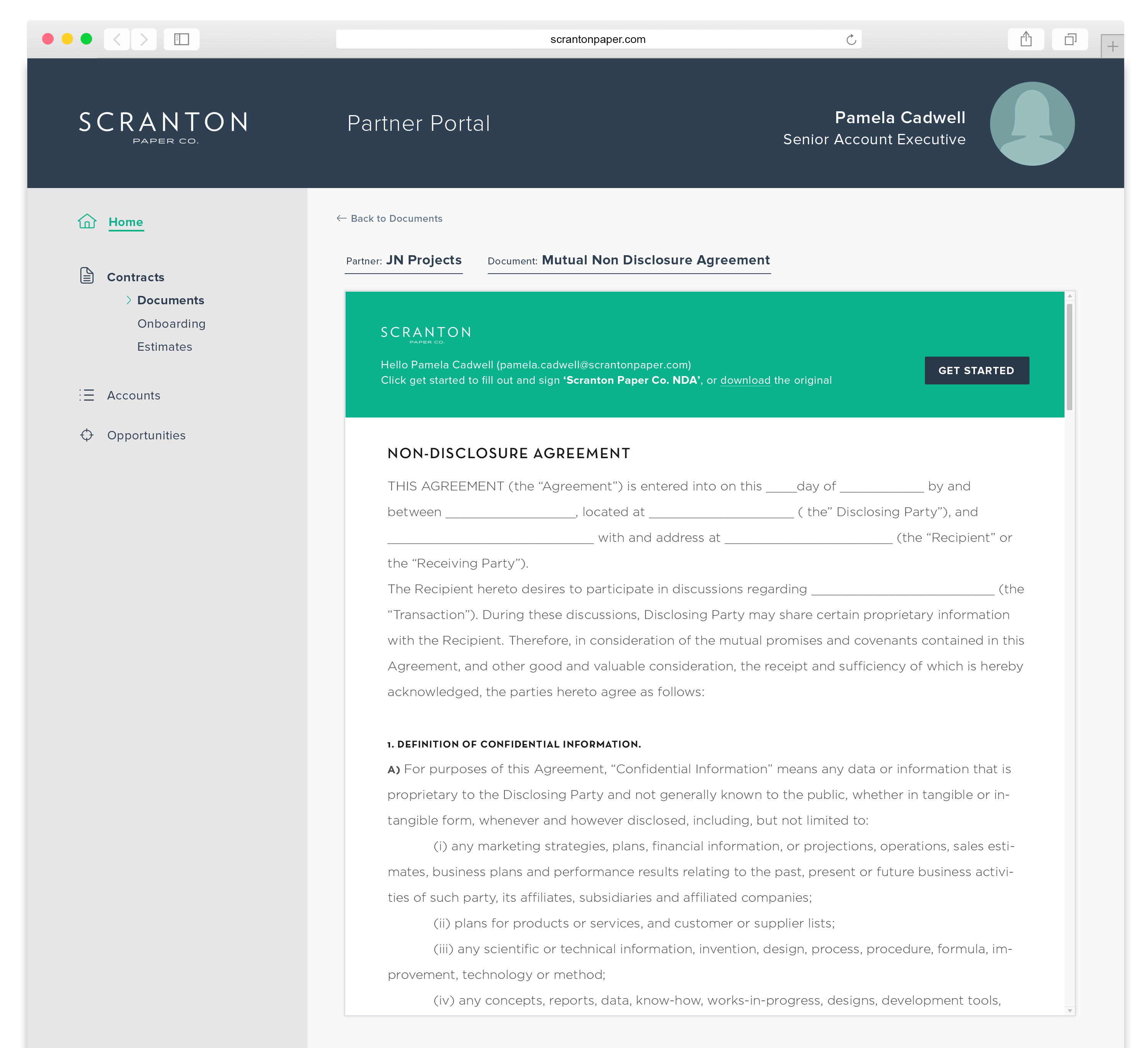 #width=550px; The initial signing page in this example has been personalized and has different colors.
