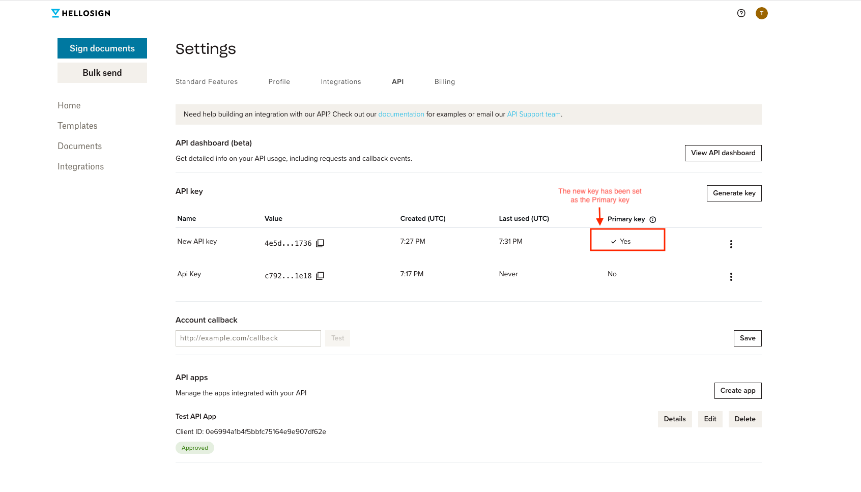 #width=650px; Screenshot showing timestamp of when new primary key as used last.