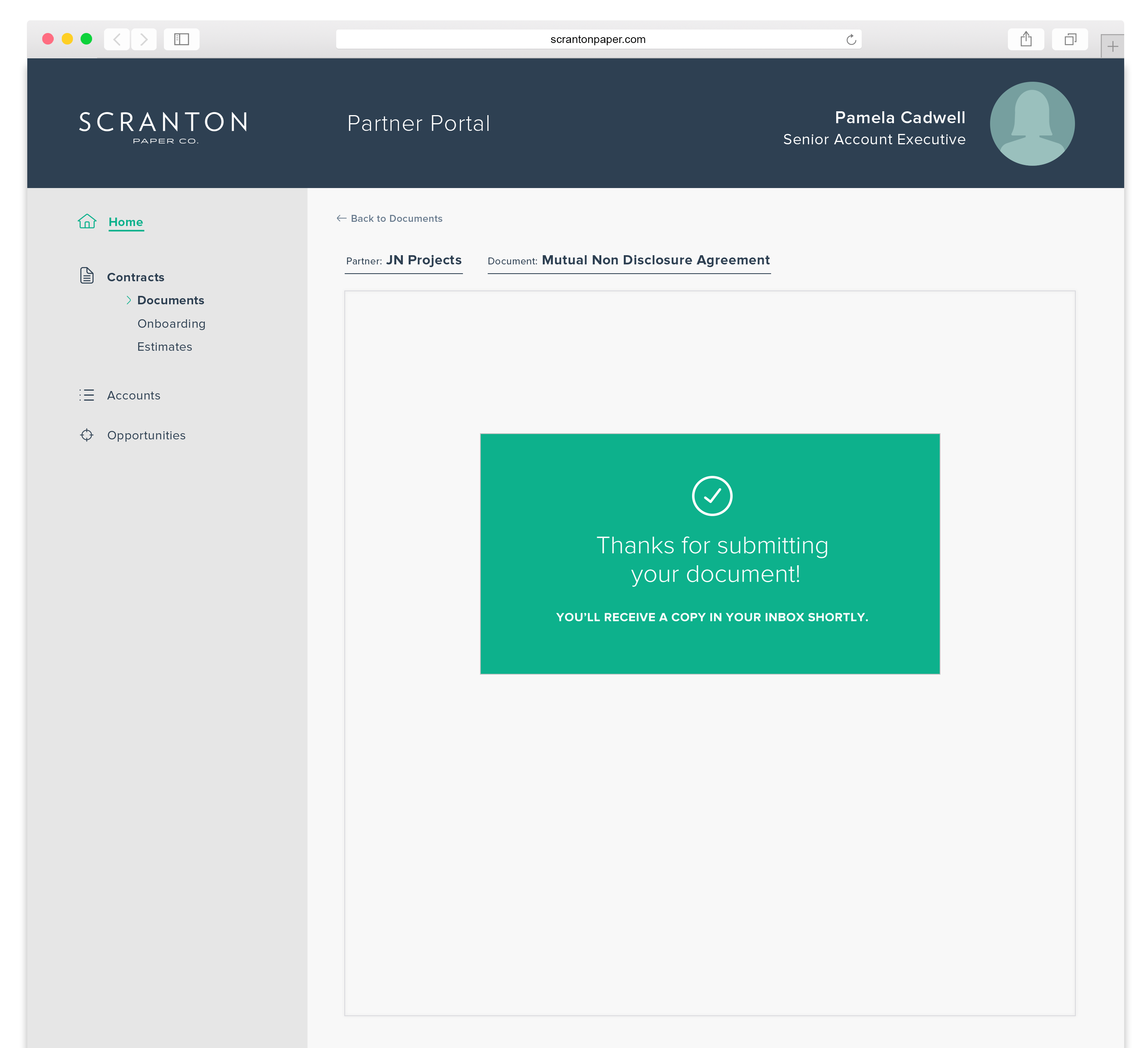 #width=550px; Shows the personalized page once signing is complete
