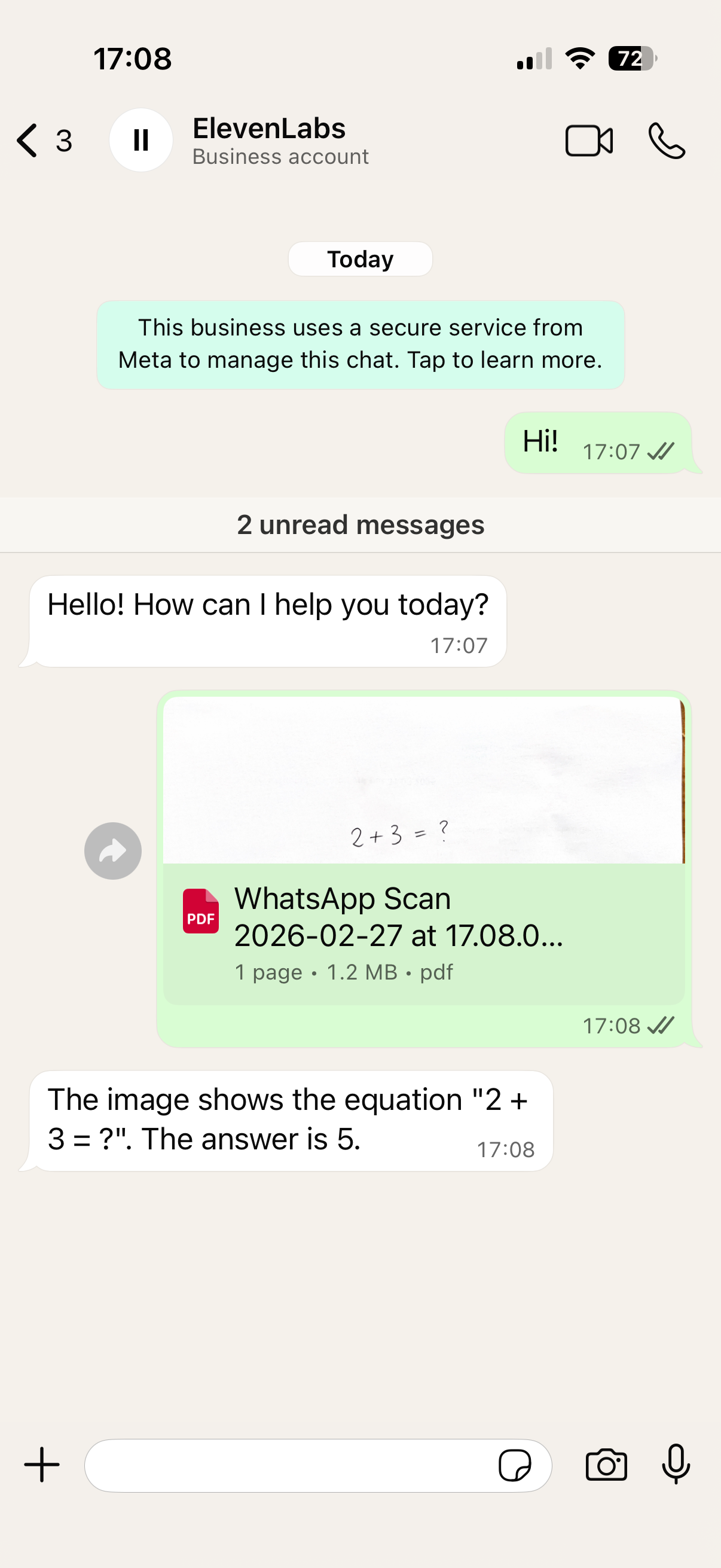 WhatsApp document conversation