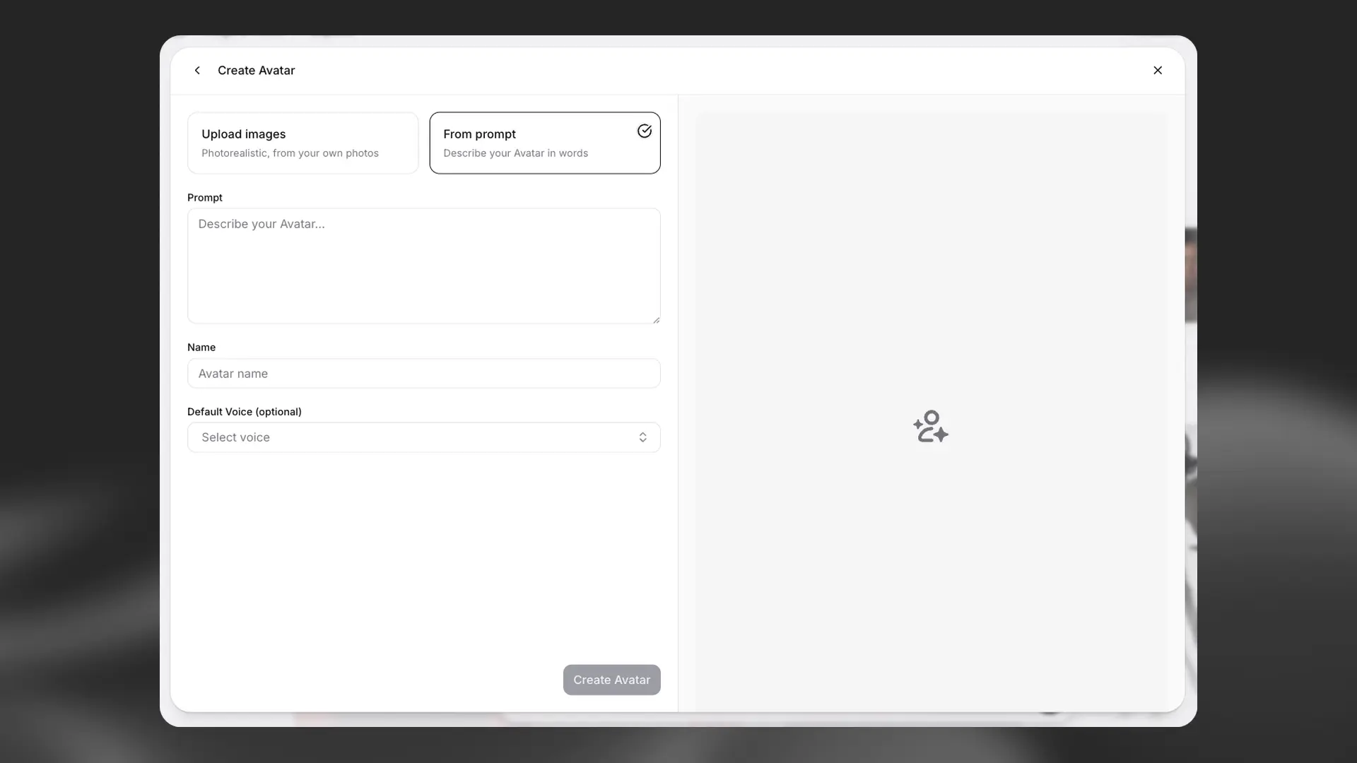 Avatar creation interface