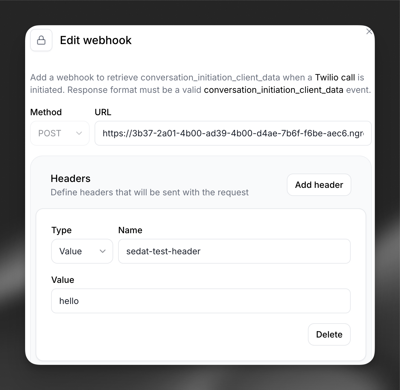 headers में secrets जोड़ें